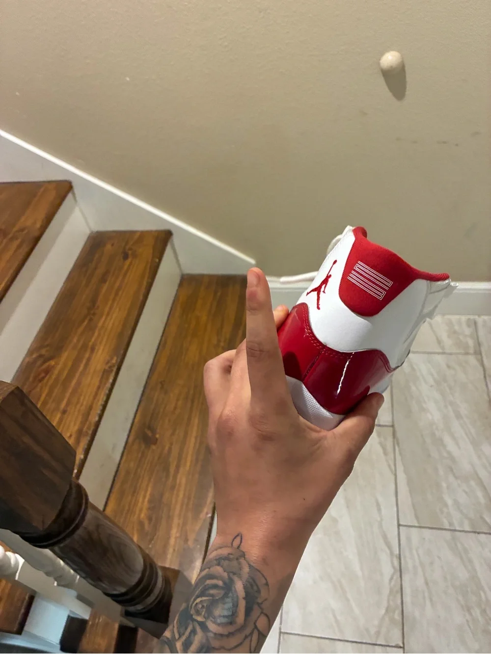 Jordan Men’s Sneakers in Red, White, and Gray